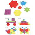 Miniatyrbillede 3 af 5: 155 Træmønster Byggeklodser Sæt, Geometrisk Form Puslespil Børnehave Tangram Legetøj, Egnet Til Børn I Alderen 4-8, Inklusive 24 Designkort