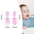 Pikkukuva 2 / 5: PP Astiasto, Lusikka- ja Haarukkasetti Vauvoille ja Taaperoille, Tukehduksenesto Vauvan Vieroitukseen ja Itsenäiseen Syömiseen Light purple