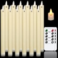 Miniatyrbillede 1 af 5: Flammeløse hvide kegleformede stearinlys med flimrende effekt, timer og 10-tasters fjernbetjening, batteridrevet LDE varm 3D væge lys til vindue gul