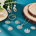 Miniatyrbild 5 av 5: 36 st Filigran Charm för Smyckestillverkning 6 Stilar Mässing Livets Träd Hängsmycken Filigran Blom Charm Graverade Metallprydnader för DIY Örhängen Armband