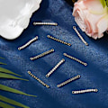 Miniatyrbillede 2 af 5: 12 stk. 2 farver Messing Micro Pave Cubic Zirconia Ledforbindelser Rektangel Bar Smykkeforbindelser Vedhæng 41x3mm Gylden Kant Forbindelses Charms til DIY E