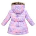 Miniatyrbillede 2 af 5: Pigevinterfrakke Jakke Hætte Børn Blomsterprint Parka Overtøj Purple 110