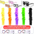 Miniatyrbilde 2 av 5: 15 Pakke LED Fjærboaer for Voksne Fest Bulk Inkluderer 5 Stk 2,2 Yard Chandelle Fjærboa, 5 Stk LED Lyslenker, 5 Stk Firkantede Rhinestone Solbriller