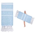 Miniatyrbillede 1 af 5: Tyrkisk Badehåndklæde Oversized 90*180cm 100% Bomuld Sandfri Svømmehåndklæde Let Rejsehåndklæde light blue