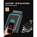Miniatyrbild 4 av 4: Plånbokshållare för män: Pop-up aluminiumfodral, kolfiberläder, smart, RFID-blockering, tunn, minimalistisk, framficka - 9-14 kortkapacitet | ID-fönster