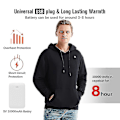 Miniatyrbilde 2 av 5: Oppvarmede USB-hettegensere for menn og kvinner med lomme, tykke, avslappede hettegensere Gray XL