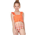 Miniatyrbild 4 av 5: Flickor Badkläder Små Volanger Sommar Strand Split Badkläder Bikini orange 104