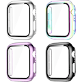 Pikkukuva 1 / 5: Yhteensopiva Apple Watch -näytönsuojan 40 mm kanssa, täysi peittävä kova PC-puskurikotelo Iwatch 40 mm Series 6/5/4/se -sarjalle naisille ja miehille, 4 kpl musta/laventeli/c