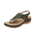 Miniatyrbild 1 av 5: Dam Solid Color Broderade Flip Flop Sandaler Strandtofflor 086 Green EU 44