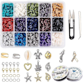 Miniatyrbillede 1 af 5: 3000 stk. 15 Farver 6mm Flade Runde Polymer Ler Perler Metal Space Perler Åbne Springringe Elastisk Perlesnor