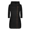 Miniatyrbillede 1 af 5: Dame Vinterjakke Med Hætte Lommer Side Lynlås Mellemlang Frakke 2XL Black