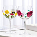 Miniatyrbild 3 av 5: 1 st handmålat vinglas i högkvalitativt glas, kristall, högt glas, hushåll, nischglas, vinglas A009