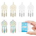 Miniatyrbild 3 av 5: 18 st Dreamcatcher Tanzanit Rhinestone Pärla Hänge Fjäder Vingar Berlock Tibetansk Filigran Hänge Hål: 4,5 mm