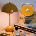 Miniatyrbild 2 av 6: LED batteridriven bord trådlös, touch dimbar Flowerpot bord med 3 ljusstyrkenivåer, dekorativ retro skrivbord för sovrum, kontor, barer, restauranger vit