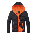Miniatyrbilde 1 av 5: Vinterjakker for menn, vannavstøtende hette pufferjakke for kaldt vær, yttertøy 2XL Black Orange