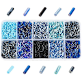 Miniatyrbilde 1 av 5: 3000 stk. 10 farger glass bugleperler blandet farge skrueformede bugleperler lange rørformede seed beads løse avstandsperler transparente perler blå klare perler for DIY Cr