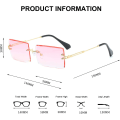 Miniatyrbillede 4 af 5: Rammeløse rektangulære solbriller til kvinder/mænd Ultralet metalstel Briller Mode Firkantede Uv400 briller Unisex Pink