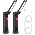 Miniatyrbillede 1 af 5: Genopladelig Arbejdslampe, Led Lommelygte Bærbare Inspektionslamper 360 Graders Roterende Lommelygte Med Magnetisk Base Og Krog 5 Tilstande Campinglys (2 Pak, Sort)
