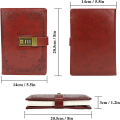 Miniatyrbillede 2 af 5: Blomster Læder Journal Med Lås Skrive Dagbog Notesbog Kombination Adgangskode Linjeret Genopfyldeligt Papir 200 X 140 Mm (rød)