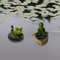 Miniatyrbillede 4 af 5: Vand Flydende Frø Have Dam Statue Resin Vand Flydende Frø Ornament Figur Statue Håndværk Sød Roende Frø Statue Gård Plæne Dekorationer Frø O Style 6
