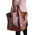 Miniatyrbild 1 av 4: Damstor Pu-läder Satchel Handväska Arbetsväska Axelväskor Handväska Mjuk Crossbody Överdimensionerad Väska Brown