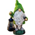 Miniatyrbillede 1 af 5: Havenisser Dekorationer Til Have Med Lanterne Solcellelys, 33 cm Søde Store Mos Haven Skulpturer & Statuer Udendørs Plæne Ornamenter