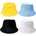 Miniatyrbillede 1 af 3: 4 stk. Børne Bucket Hats, Vasket Bomuld Pakkelig Solhat Kasket til Drenge Piger Småbørn Sommer Strand Udendørs