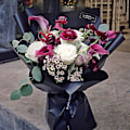 Miniatyrbillede 1 af 2: Blomsterindpakningspapir i koreansk stil, blomsterbuket gaveindpakningsmaterialer, flere farver, 20 stk. (sort)