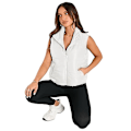 Miniatyrbillede 3 af 5: Puffer Vest Dame Ærmeløs Vinter Cropped Stand-up Krave Dunjakke White M