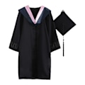 Miniatyrbillede 1 af 5: 2021 Voksen Graduation Gown Langærmet Universitets Akademisk Kjole Lynlås Lukning Plus Size Graduation Gown Robe Mortarboard-hat B Pink M