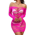 Miniatyrbillede 1 af 5: Kvinder Sexet Lingeri Kjole Ét Stykke Babydoll Fiskenet Chemise Natkjole pink