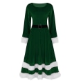 Miniatyrbillede 3 af 5: Dame Julemor Kostume Santa Fløjl Langærmet Kjole Green L