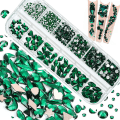 Miniatyrbillede 4 af 5: Rhinestones til neglesæt, neglekunst Rhinestone perler Flatback ædelstene til neglekunst design Multi former Glas Rhinestones til negle Diyirish Festival Make