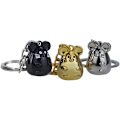 Miniatyrbillede 2 af 5: Sæt med 3 søde muse nøgleringholdere, kreativ metal tegneserie dyr nøglering taske charm vedhæng nøglering favor gaver til børn, (sølv, sort, guld)