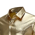 Pikkukuva 2 / 4: Miesten kiiltävät slim fit -pitkähihaiset yökerhopaidat Gold M