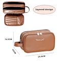 Miniatyrbillede 2 af 5: Rejse Kosmetiktaske Makeup Organizer Taske, Toilet taske Til Opbevaring Med Justerbart Ruminddeling brown