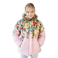 Miniatyrbillede 3 af 5: Pigevinterfrakke Jakke Hætte Børn Blomsterprint Parka Overtøj Yellow 130