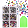 Miniatyrbilde 1 av 5: 2000 stk. Rhinestones med flat bakside, 5 blandede størrelser (2-6 mm) Runde Resin Ab Rhinestones med punktboreboks og plukkepenn for neglekunst, øyesminke, DIY-håndverk