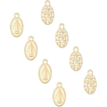 Miniatyrbillede 1 af 5: 10 stk. Oval Forlængerkæde Vedhæng 304 Rustfrit Stål Oval med Jomfru Maria Charms Gylden Farve 15mm Endestykke Charm Connector til DIY Smykkefremstilling