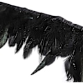 Miniatyrbillede 4 af 5: Hane Hackle Fjer Frynser Trim - Naturlig Fjer Trim Til Håndværk Syning Kostume Bredde 5-7 Tommer Pakke Med 5 Yards (sort)