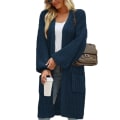 Miniatyrbillede 2 af 3: Casual strikket cardigan til damer med lange ærmer og åben front Navy S