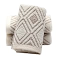 Miniatyrbillede 1 af 5: Håndklæder Sæt Med 2 Diamantmønster 100% Bomuld Absorberende Blødt Håndklæde Til Badeværelse 34*74cm Beige