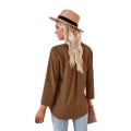 Miniatyrbilde 4 av 5: Dame V-hals Kortermet T-skjorte Casual Løse Skjorter Topper Brown S