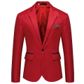 Miniatyrbilde 1 av 5: Herre Business Casual En Knapp Hakket Revers Ensfarget Blazer Dressjakke Red XL
