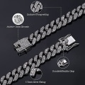 Miniatyrbillede 3 af 5: Cubansk Led Kæde Til Mænd Cubansk Armbånd Cubansk Halskædekæde Diamantkæde Bling Bling Hip Hop Smykkesæt Gave Til Drenge 2 stk