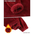 Miniatyrbillede 4 af 5: Fleece Pyjamassæt til Kvinder, Blødt Nattøj Varm Sherpa Pullover Bukser Red XL
