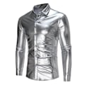 Pikkukuva 1 / 5: Miesten kiiltävät slim fit -pitkähihaiset yökerhopaidat Silver M