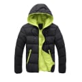 Miniatyrbilde 1 av 5: Vinterjakker for menn, vannavstøtende hette pufferjakke for kaldt vær, yttertøy M Black Green