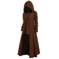 Miniatyrbillede 1 af 5: Dame Hætte High Low Drop Shoulder Lang Sweater Vintage Langærmet Fest S Coffee