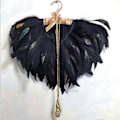 Miniatyrbillede 5 af 5: Hane Hackle Fjer Frynser Trim - Naturlig Fjer Trim Til Håndværk Syning Kostume Bredde 5-7 Tommer Pakke Med 5 Yards (sort)